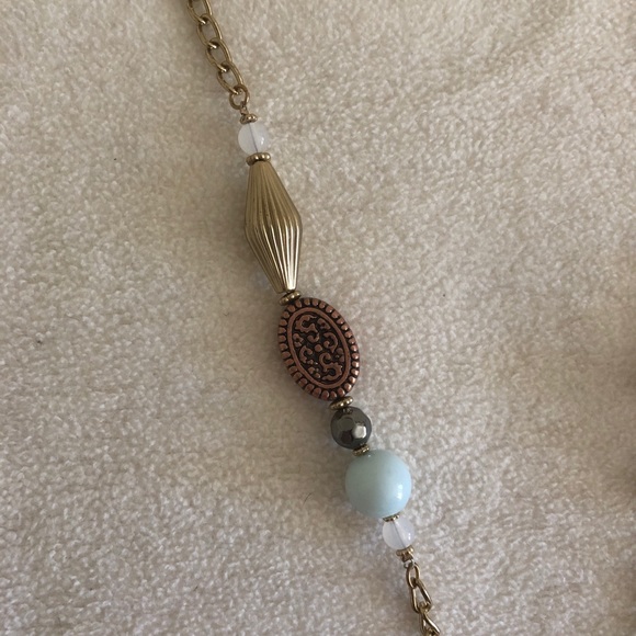 Boho long chain necklace with pink pearls - Picture 3 of 4
